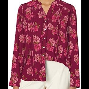 Nanette Lapore Sangria Pink floral blouse